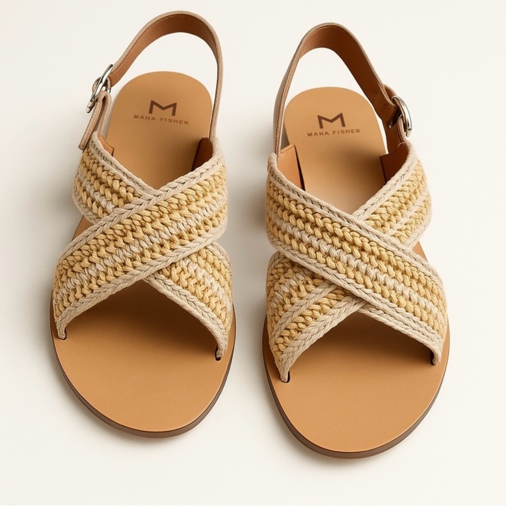 Marc Fisher Women's Woven Tan Sandals, 6.5